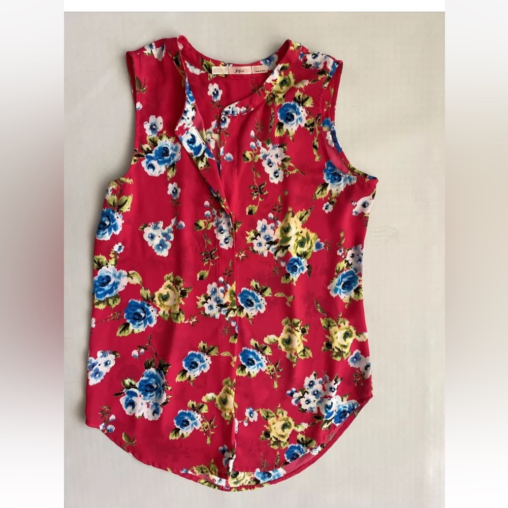 Nordstrom Women’s Shirt Top Floral Blouse sleeveless pink Size Small